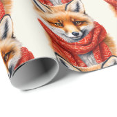 Cute Fox in a Red Scarf Autumn Pattern Geschenkpapier (Rolleneckpunkt)