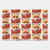 Cute Fox in a Red Scarf Autumn Pattern Geschenkpapier Set (Vorderseite)