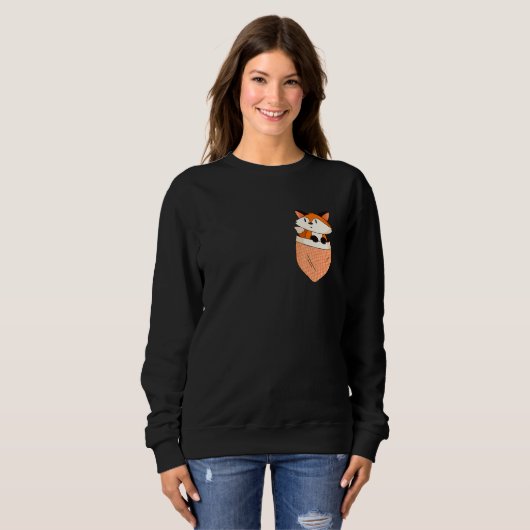 Cute Fox Inside A Pocket Canidae Omnivorous Fox   Sweatshirt (Vorne ganz)
