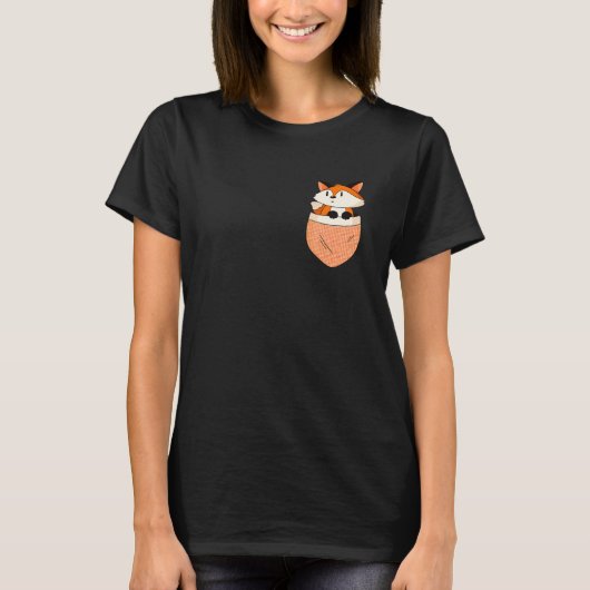 Cute Fox Inside A Pocket Canidae Omnivorous Fox   T-Shirt (Vorderseite)