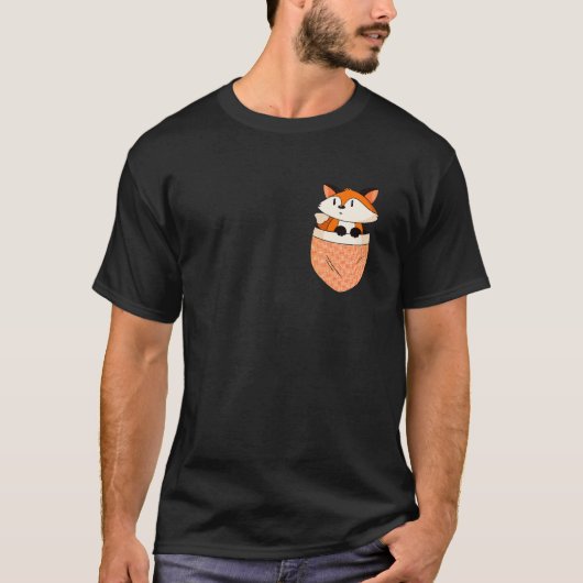Cute Fox Inside A Pocket Canidae Omnivorous Fox T-Shirt (Vorderseite)