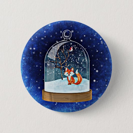 Cute fox inside a snow globe button (Vorderseite)