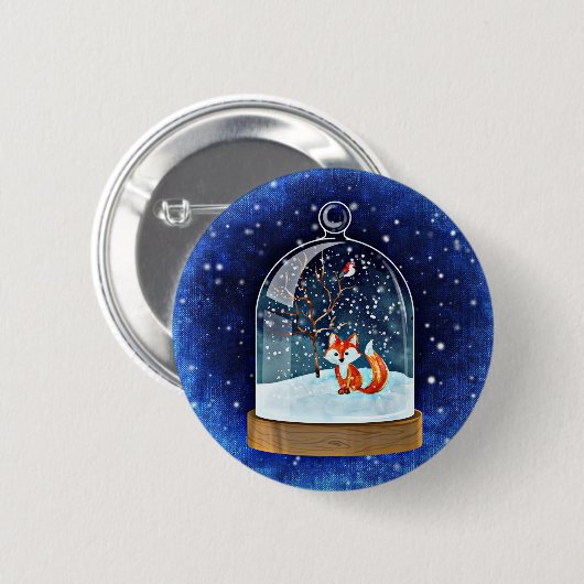 Cute fox inside a snow globe button (Vorne & Hinten)