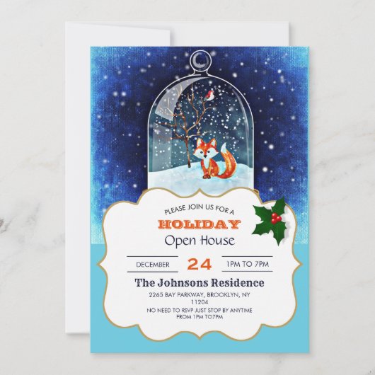 Cute fox inside a snow globe einladung (Vorderseite)