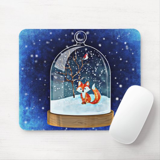 Cute fox inside a snow globe mousepad (Mit Mouse)