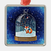 Cute fox inside a snow globe ornament aus metall (Vorne)