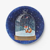 Cute fox inside a snow globe pappteller (Vorderseite)