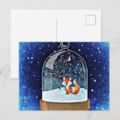 Cute fox inside a snow globe postkarte (Vorne/Hinten)