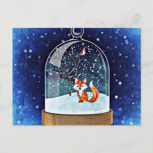 Cute fox inside a snow globe postkarte (Vorderseite)