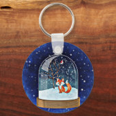Cute fox inside a snow globe schlüsselanhänger (Vorderseite)