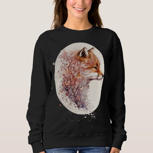 Cute Fox Japanese Cherry Blossom Sakura Sweatshirt (Vorderseite)