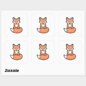Cute Fox – Kawaii Illustration Quadratischer Aufkleber (Blatt)