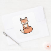 Cute Fox – Kawaii Illustration Quadratischer Aufkleber (Umschlag)