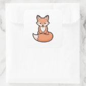 Cute Fox – Kawaii Illustration Quadratischer Aufkleber (Tasche)