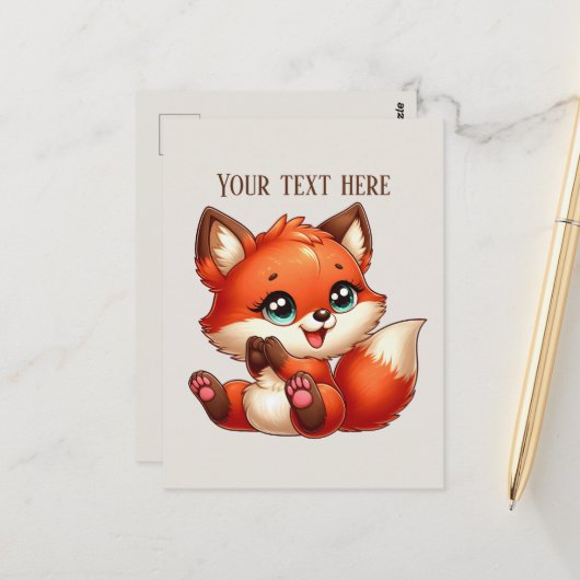 Cute fox lovers customizable  postkarte (Vorderseite/Rückseite Beispiel)