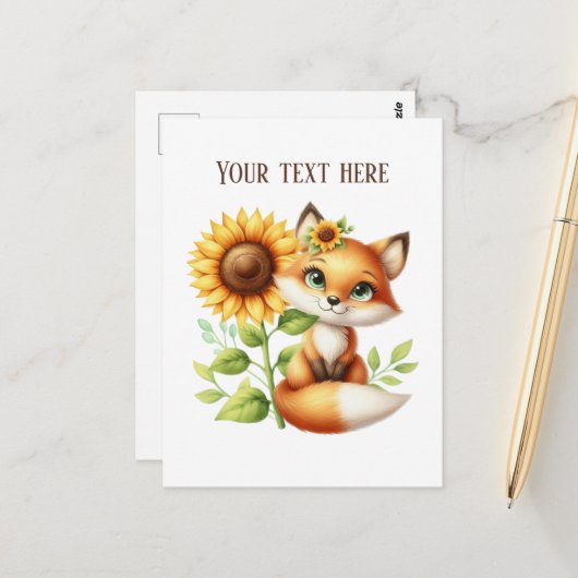 Cute fox lovers customizable postkarte (Vorderseite/Rückseite Beispiel)