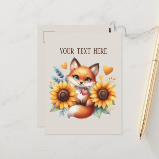 Cute fox lovers customizable postkarte (Vorderseite/Rückseite Beispiel)