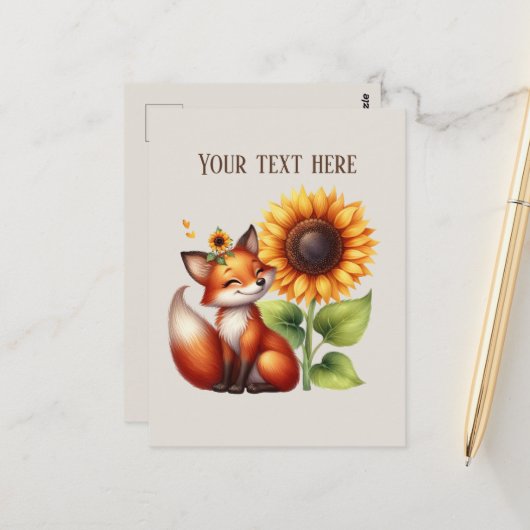 Cute fox lovers customizable postkarte (Vorderseite/Rückseite Beispiel)