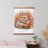 Cute fox mushrooms woodland  wandteppich mit holzrahmen (Schlafzimmer)