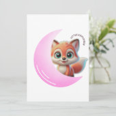 Cute Fox Pink Moon Card Einladung (Stehend Vorderseite)