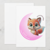 Cute Fox Pink Moon Card Einladung (Vorne/Hinten)