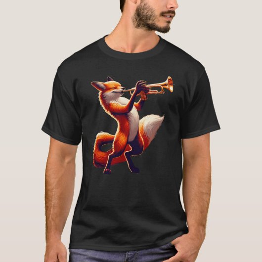 Cute Fox Playing Trumpet Foxes Musician Music T-Shirt (Vorderseite)