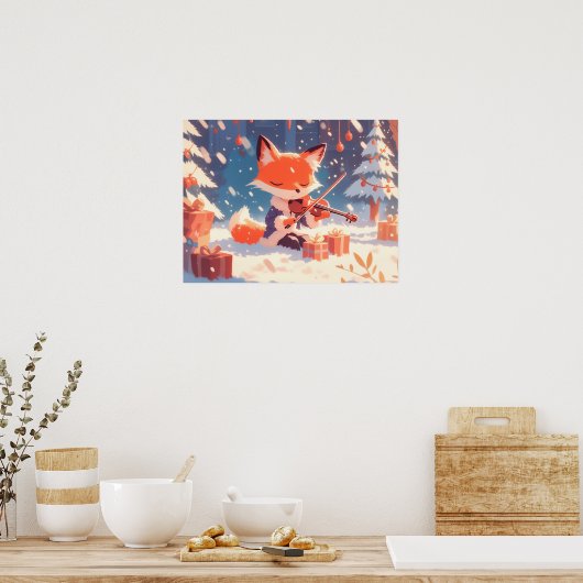 Cute Fox Playing Violin Poster (Küche)