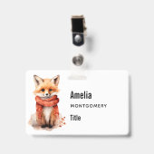 Cute Fox Pup in a Red Scarf Ausweis (Vorderseite mit Clip)
