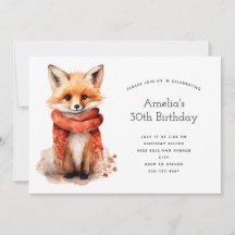 Cute Fox Pup in a Red Scarf Birthday