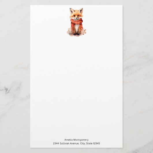 Cute Fox Pup in a Red Scarf Briefpapier (Vorderseite)