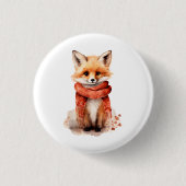 Cute Fox Pup in a Red Scarf Button (Vorderseite)