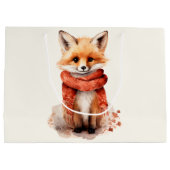 Cute Fox Pup in a Red Scarf Große Geschenktüte (Rückseite)
