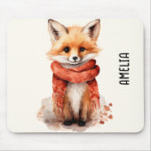 Cute Fox Pup in a Red Scarf Mousepad (Vorne)