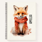 Cute Fox Pup in a Red Scarf Notizblock (Vorderseite)
