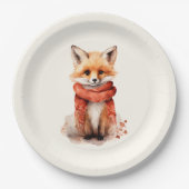 Cute Fox Pup in a Red Scarf Pappteller (Vorderseite)