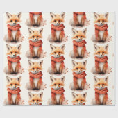 Cute Fox Pup in a Red Scarf Pattern Geschenkpapier (Flach)