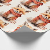 Cute Fox Pup in a Red Scarf Pattern Geschenkpapier (Ecke)