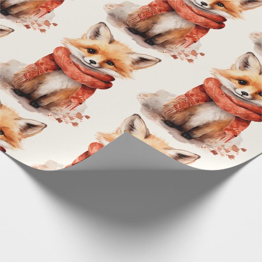 Cute Fox Pup in a Red Scarf Pattern Geschenkpapier (Ecke)