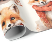 Cute Fox Pup in a Red Scarf Pattern Geschenkpapier (Rolleneckpunkt)