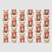 Cute Fox Pup in a Red Scarf Pattern Seidenpapier (Vorderseite)