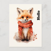 Cute Fox Pup in a Red Scarf Postkarte (Vorderseite)