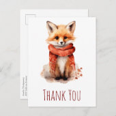Cute Fox Pup in a Red Scarf Thank You Postkarte (Vorne/Hinten)