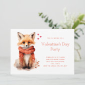 Cute Fox Pup in a Red Scarf Valentine's Day Einladung (Stehend Vorderseite)