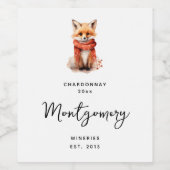 Cute Fox Pup in a Red Scarf Wine Making Weinetikett (Einzelnes Label)