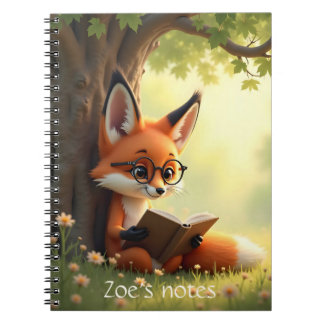 Cute fox reading a book, custom  notizblock