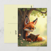 Cute fox reading a book, custom  postkarte (Vorne/Hinten)