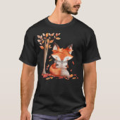 Cute Fox Reading Books Autumn Librarian Book Lover T-Shirt (Vorderseite)