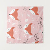 Cute fox seamless pattern, wolf hand drawn forest  wandteppich (Vorderseite (Horizontal))