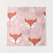 Cute fox seamless pattern, wolf hand drawn forest wandteppich (Vorderseite)