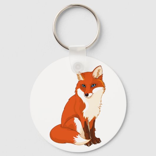 Cute Fox Sitting Keychain Schlüsselanhänger (Vorderseite)